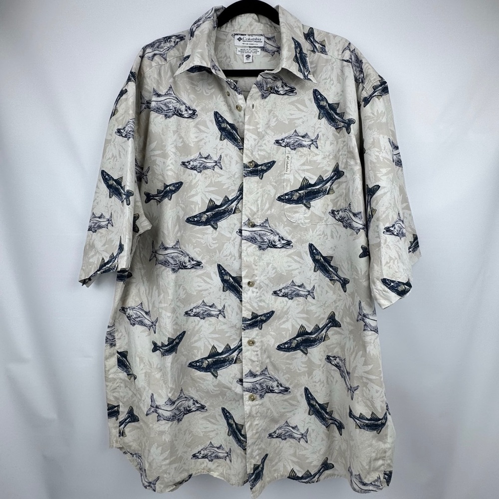 Vintage Columbia PFG Fish Print Fishing Shirt